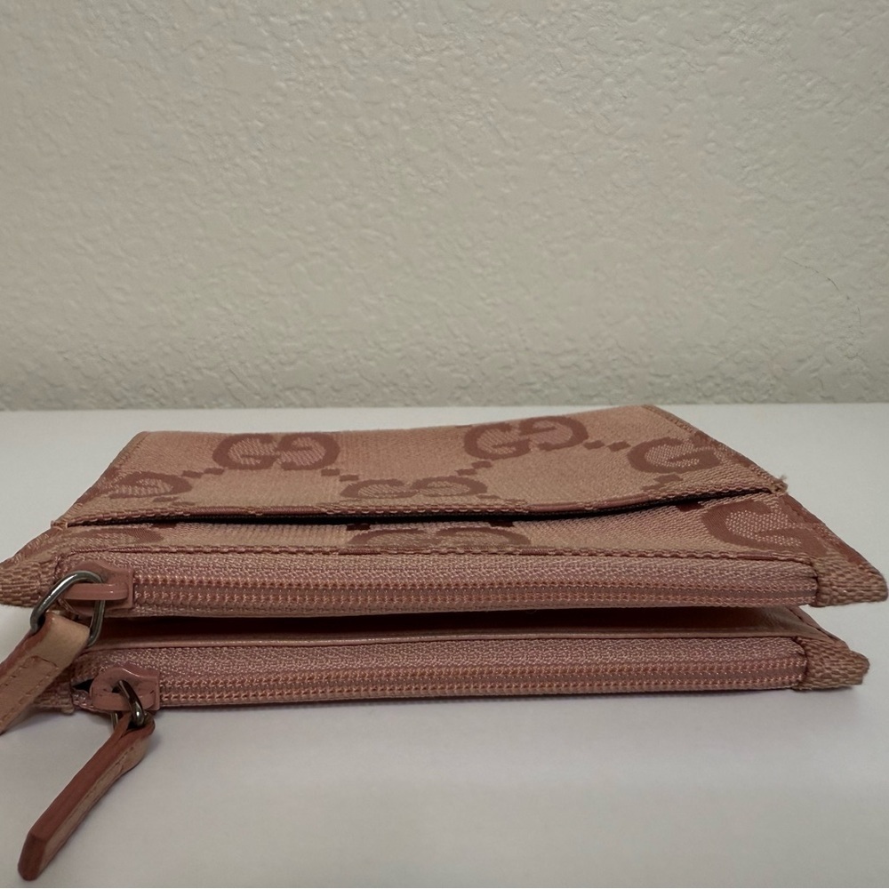 Gucci GG Canvas Zip Wallet Light Pink 5x4 Multiple Zipper Compartments - Picture 5 of 11